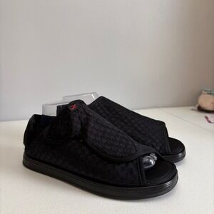 Mens Black Checkered Adjustable Strap Orthopedic Sandals Size 41